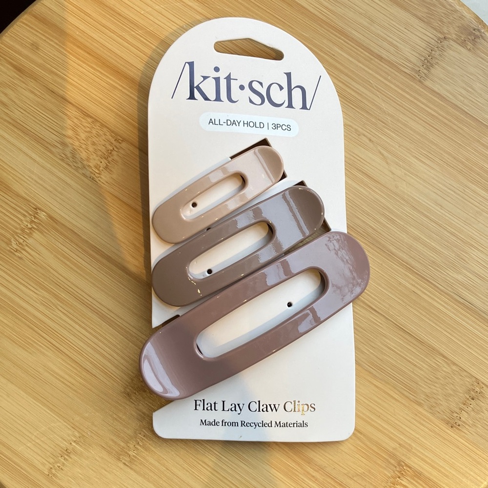 Kitsch Tan and Brown Flat Lay Claw Clips - 3 Pack
